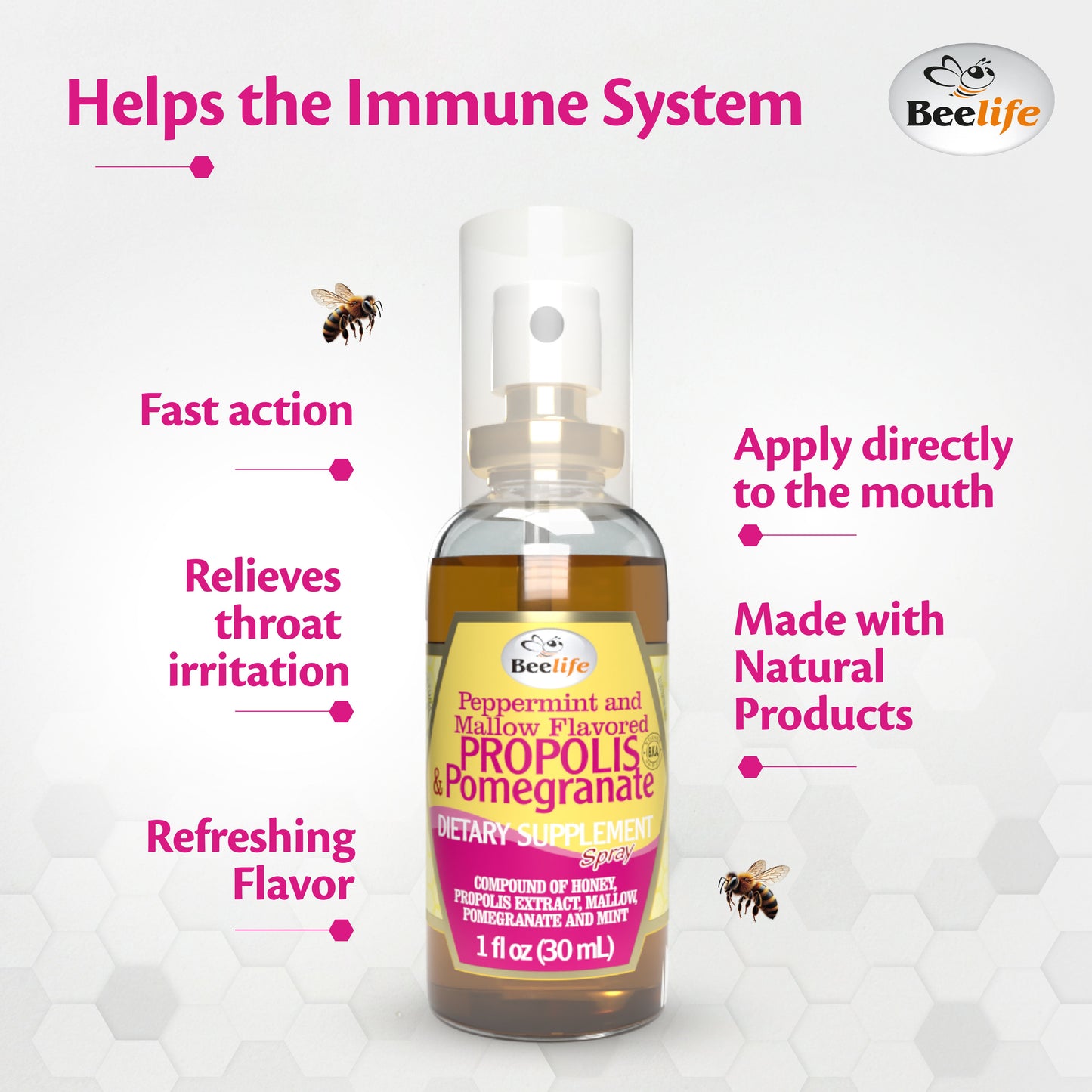 Combo - 2x BeeLife Honey, Mint & Pomegranate Propolis Throat Spray 30ml