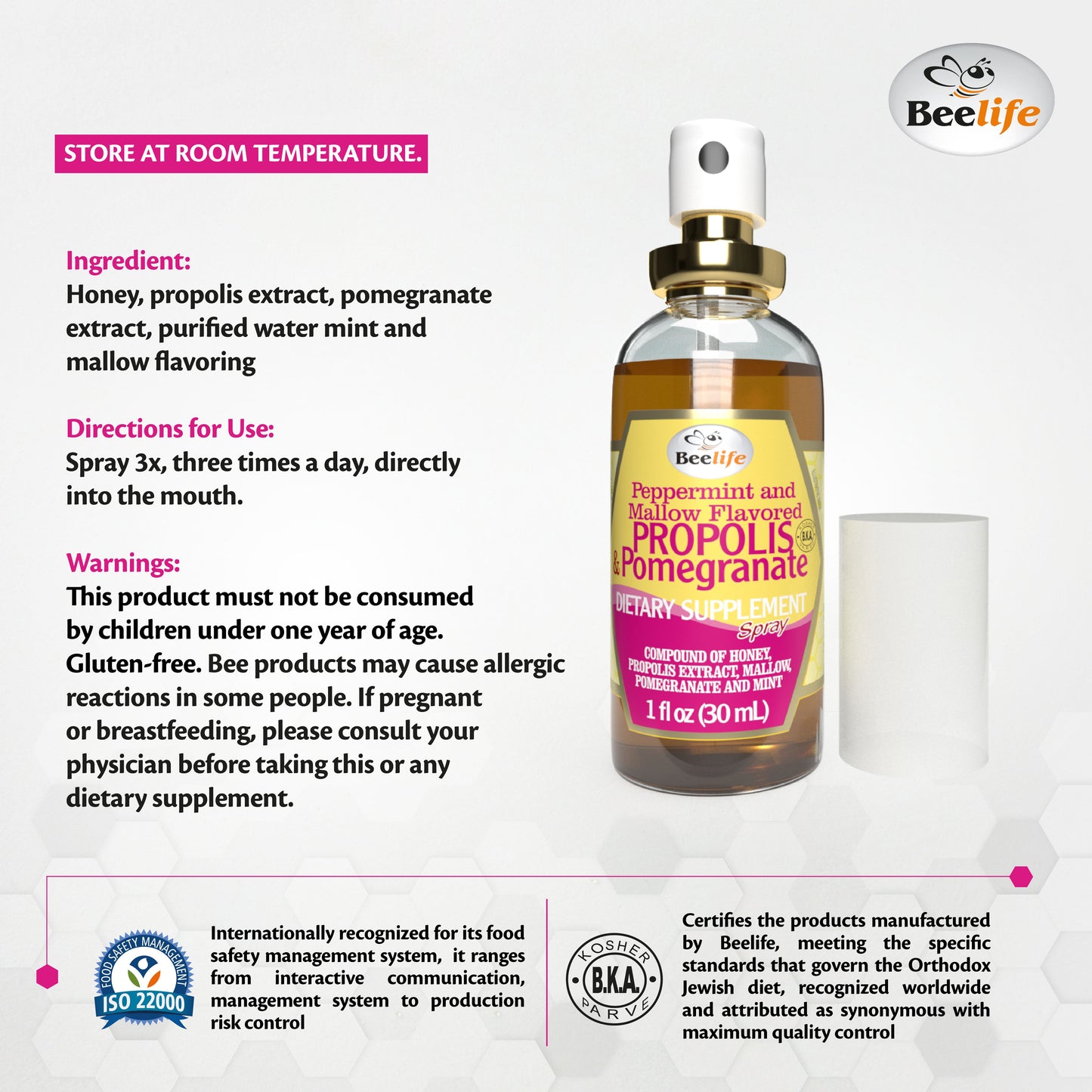 Combo - 2x BeeLife Honey, Mint & Pomegranate Propolis Throat Spray 30ml