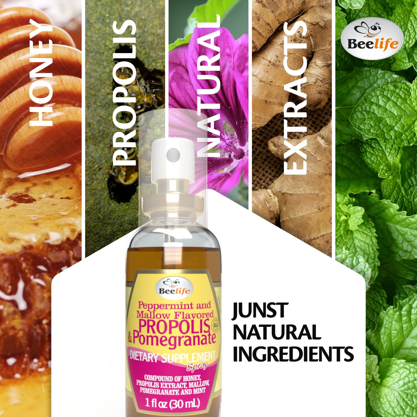 Combo - 2x BeeLife Honey, Mint & Pomegranate Propolis Throat Spray 30ml