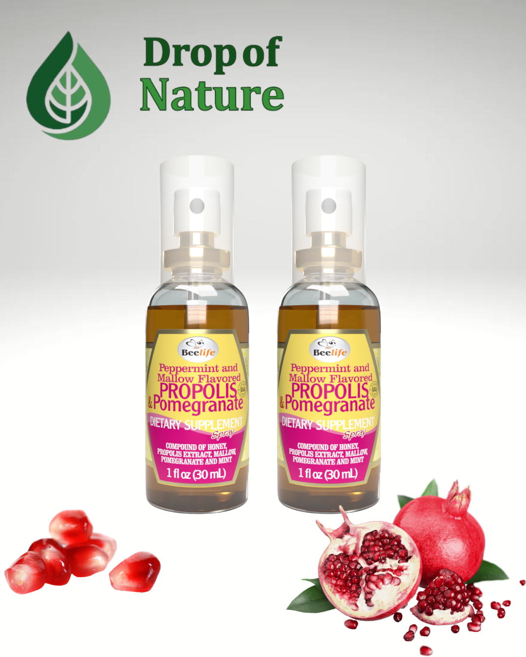 Combo - 2x BeeLife Honey, Mint & Pomegranate Propolis Throat Spray 30ml