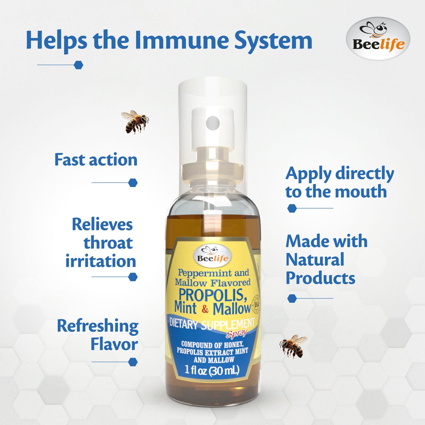 Combo 2x - BeeLife Propolis Throat Spray Honey, Mint & Mallow 30ml
