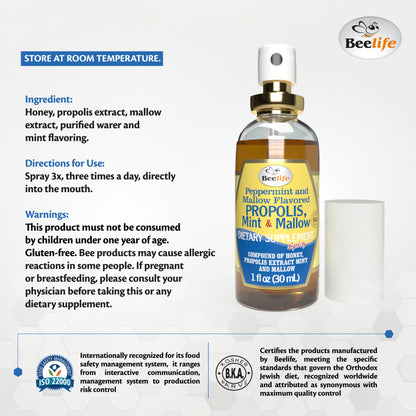 Combo - 3x BeeLife Propolis Throat Spray Honey, Mint & Mallow 30ml
