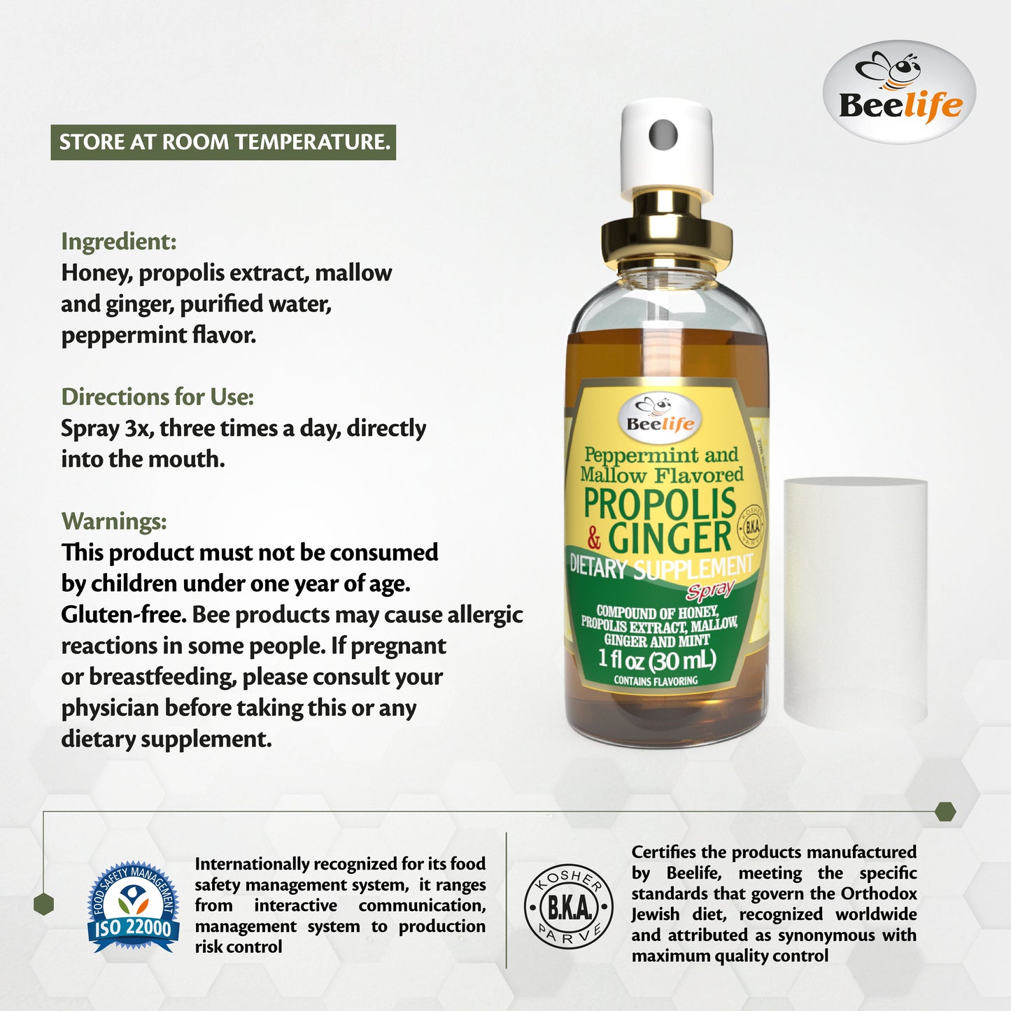Combo 3x - BeeLife Honey & Ginger Propolis Spray 30ml