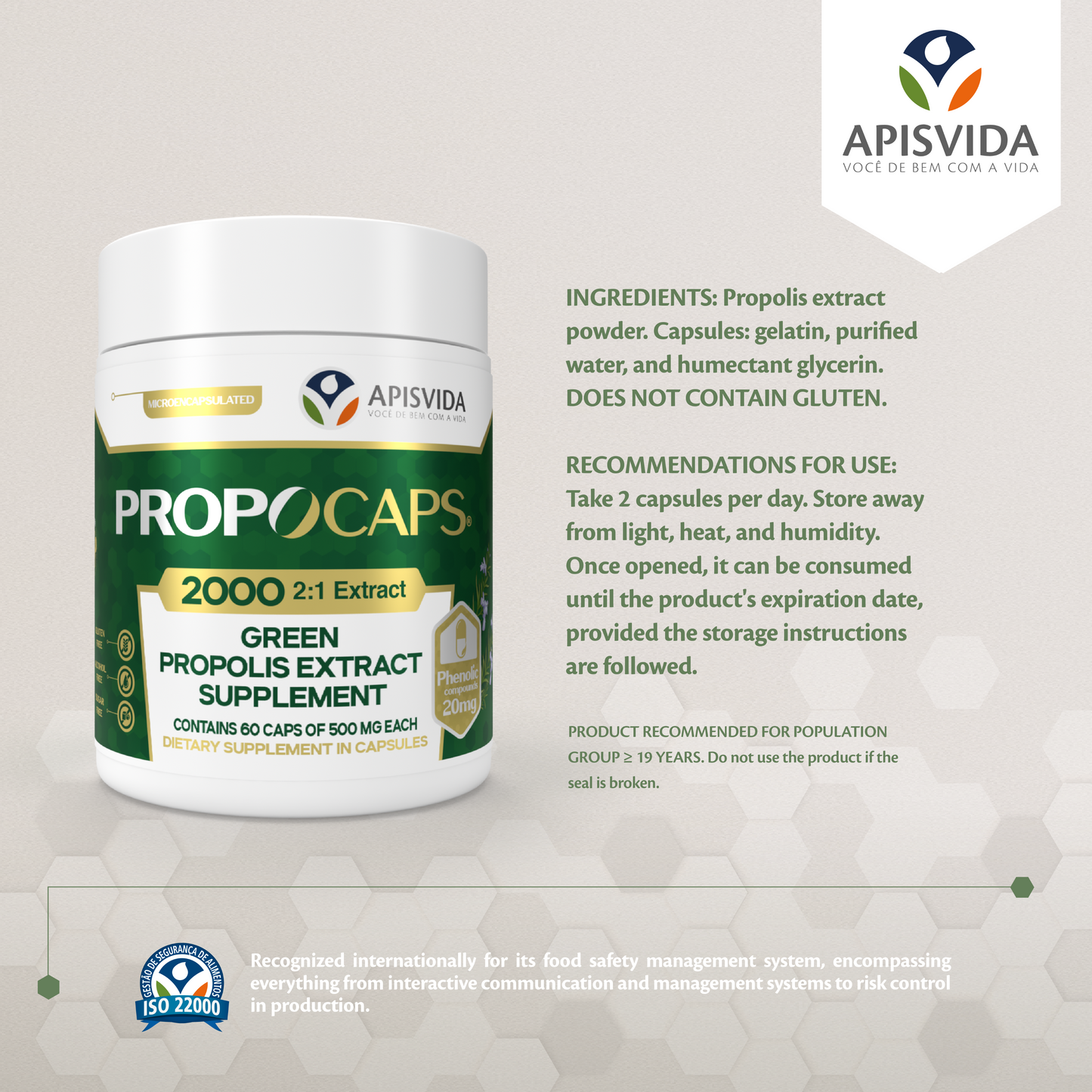 Green Propolis Extract Supplement – 60 Capsules