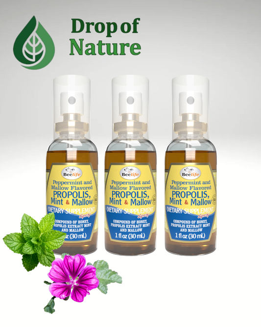 Combo - 3x BeeLife Propolis Throat Spray Honey, Mint & Mallow 30ml